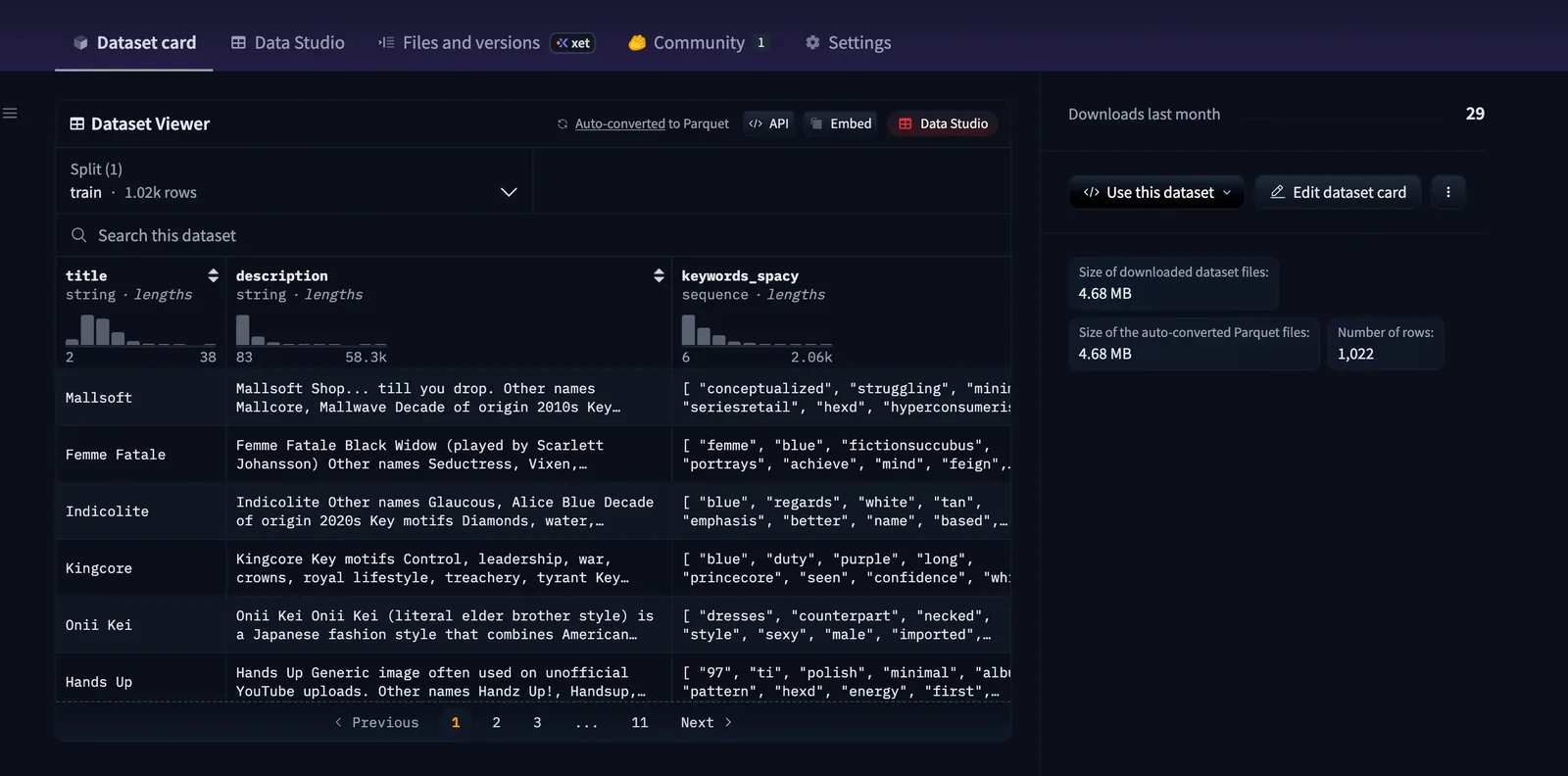 Screenshot of Aesthetics Wiki dataset